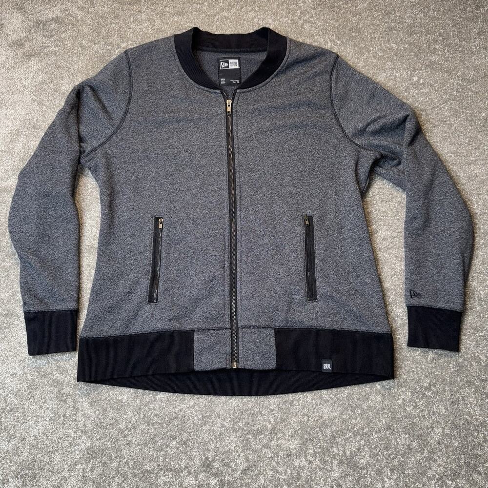 New Era MLB Players Trust Full Zip Bomber Jacket LNEA503 Gray Black Cotton Blend